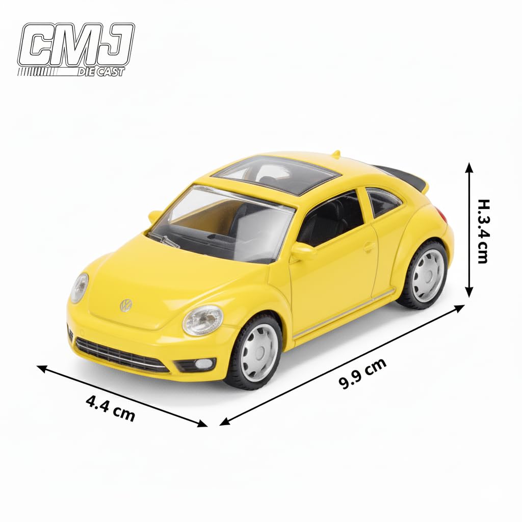 Volkswagen Beetle 1:43 Scale Die-Cast Model Car - Yellow